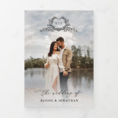 Modern Minimalist Crest monogram Wedding Invite 三つ折りプログラム (カバー)