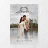 Modern Minimalist Crest monogram Wedding Invite 三つ折りプログラム (カバー)