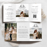 Modern Minimalist Crest monogram Wedding Invite 三つ折りプログラム<br><div class="desc">This elegant tri-fold wedding invitation features refined calligraphy and modern typography in a clean, minimalist layout. The delicate botanical crest monogram adds a timeless romantic touch while keeping the overall design chic and sophisticated. The tri-fold format provides generous space to include ceremony details, wedding timeline, venue information, icons, and a...</div>