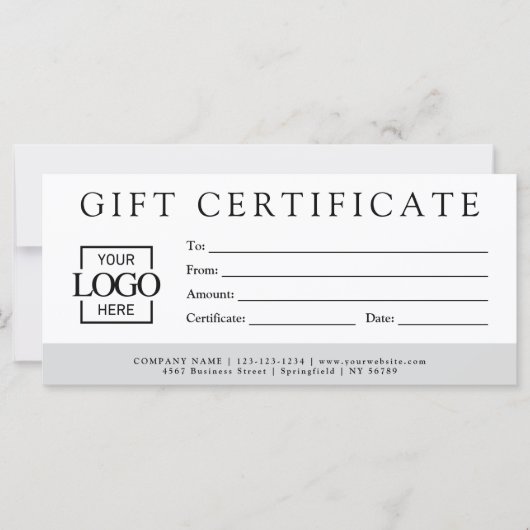 Modern Minimalist Custom Business Gift Certificate (正面)