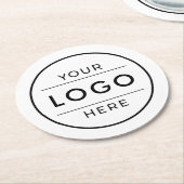 Modern Minimalist Custom Business Logo Branded ラウンドペーパーコースター (アングル)