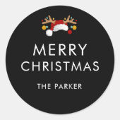 Modern Minimalist Custom Color Christmas Class ラウンドシール (正面)