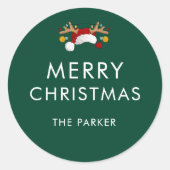 Modern Minimalist Custom Color Christmas Class ラウンドシール (正面)