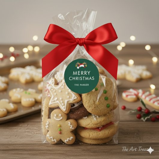 Modern Minimalist Custom Color Christmas Class ラウンドシール