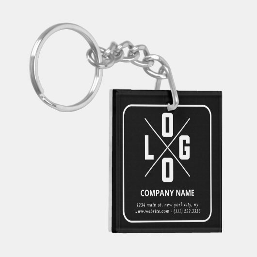 Modern Minimalist Custom QR Code Logo キーホルダー (正面左)