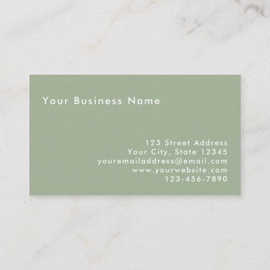 Modern Minimalist Custom Sage Green Professional 名刺 (裏面)
