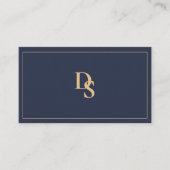 Modern Minimalist Dark Blue Initials QR Code 名刺 (正面)