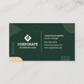 Modern Minimalist Dark Green & Gold Corporate 名刺 (裏面)