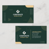 Modern Minimalist Dark Green & Gold Corporate 名刺 (正面/裏面)