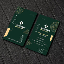 Modern Minimalist Dark Green & Gold Corporate 名刺