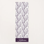 Modern Minimalist Dark Plum White Floral Script ヨガマット (正面)