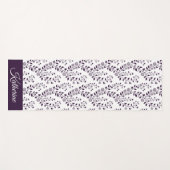 Modern Minimalist Dark Plum White Floral Script ヨガマット (正面(横))