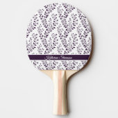 Modern Minimalist Dark Plum White Floral Script 卓球ラケット (裏面)