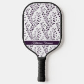 Modern Minimalist Dark Plum White Floral Sports ピックルボールラケット (裏面)