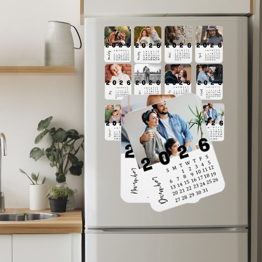 Modern Minimalist December 2026 Photo Calendar マグネット
