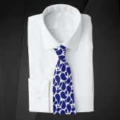 Modern Minimalist Deep Blue and White Paisley ネクタイ