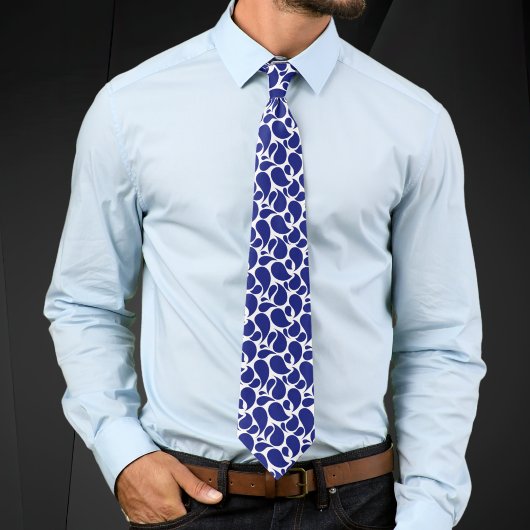 Modern Minimalist Deep Blue and White Paisley ネクタイ
