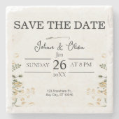 Modern Minimalist Design Save The Date ストーンコースター (正面)