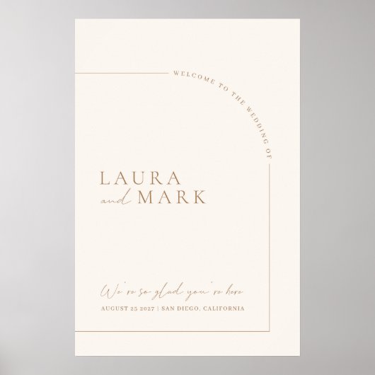 Modern Minimalist Digital Wedding Welcome Sign ポスター (正面)