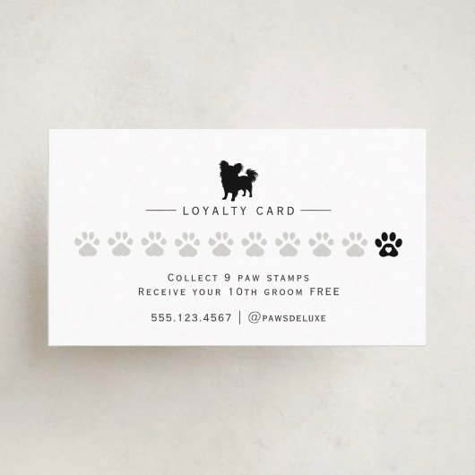 Modern Minimalist Dog Grooming Silhouette Logo ロイヤリティカード
