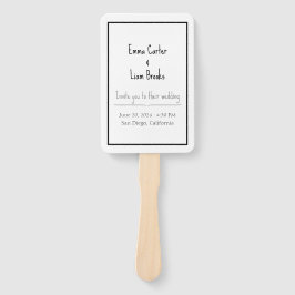 Modern Minimalist Double Sided Wedding Program Fan ハンドファン