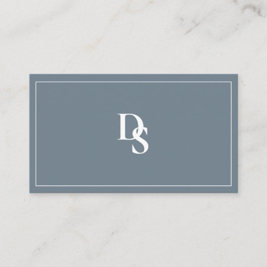 Modern Minimalist Dusty Blue Initials QR Code 名刺 (正面)