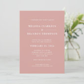 Modern Minimalist Dusty Rose Photo Wedding 招待状 (スタンド正面)