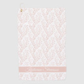Modern Minimalist Dusty Rose White Floral Script ゴルフタオル (正面)