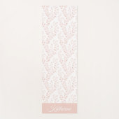 Modern Minimalist Dusty Rose White Floral Script ヨガマット (正面)