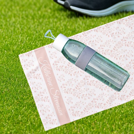 Modern Minimalist Dusty Rose White Floral Sports ハンドタオル