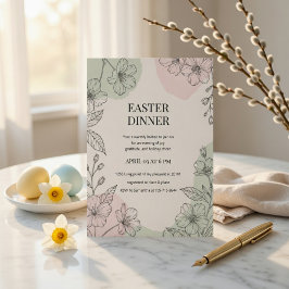 Modern Minimalist Easter Dinner  招待状