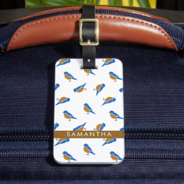 Modern Minimalist Eastern Bluebird Pattern ラゲッジタグ