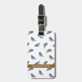 Modern Minimalist Eastern Bluebird Pattern ラゲッジタグ (正面縦)