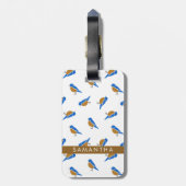 Modern Minimalist Eastern Bluebird Pattern ラゲッジタグ (裏面縦)