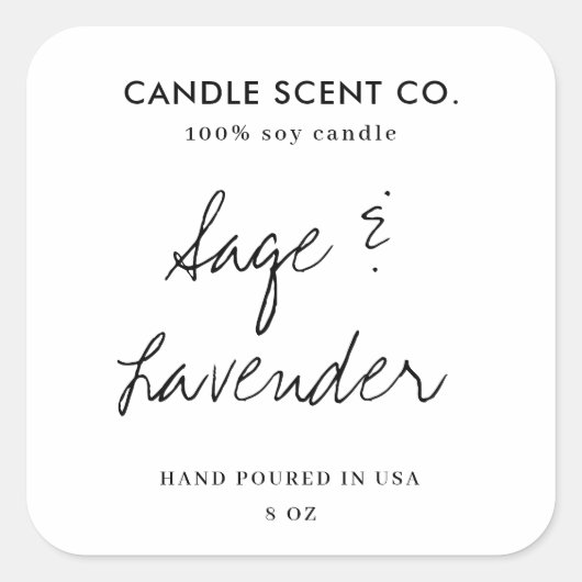Modern Minimalist Editable Candle Label Template スクエアシール (正面)