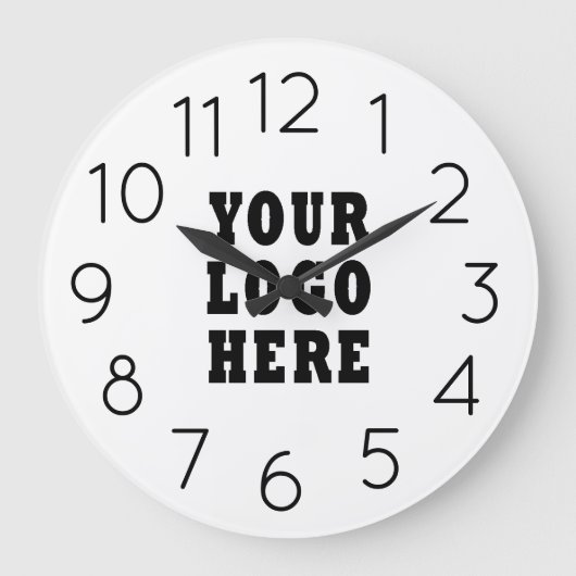 Modern Minimalist Editable Company Business Logo  ラージ壁時計 (正面)