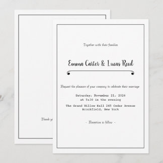 Modern Minimalist Editable Wedding Invitation 招待状