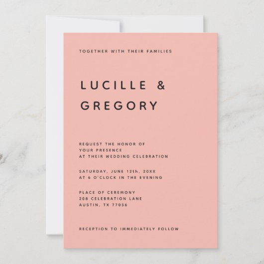 Modern Minimalist Editorial All Caps Peach 招待状 (正面)