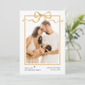 Modern Minimalist Elegant 2 Photo Gold Baby Shower サンキューカード (スタンド正面)
