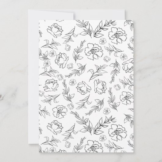 Modern Minimalist Elegant Black and White Script  招待状 (裏面)