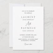 Modern Minimalist Elegant Black White  招待状 (正面)