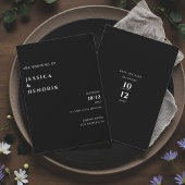 Modern Minimalist Elegant Black White Wedding 招待状