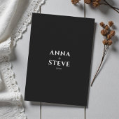 Modern Minimalist Elegant Black White Wedding 招待状