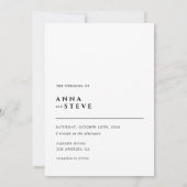 Modern Minimalist Elegant Black White Wedding 招待状 (裏面)