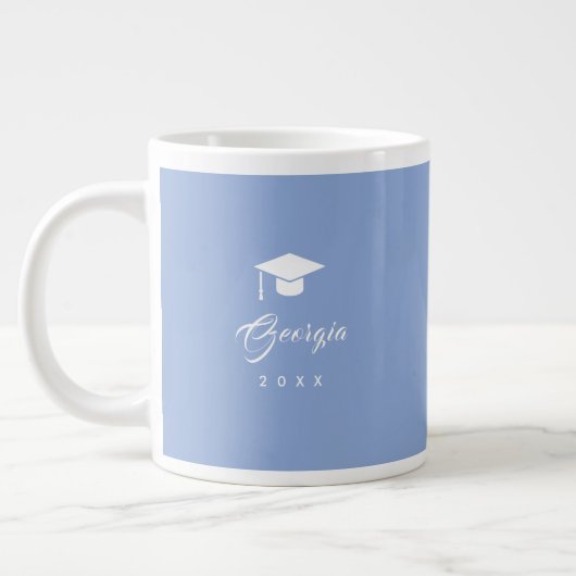 Modern Minimalist Elegant Blue Graduation Gift ジャンボコーヒーマグカップ (左)