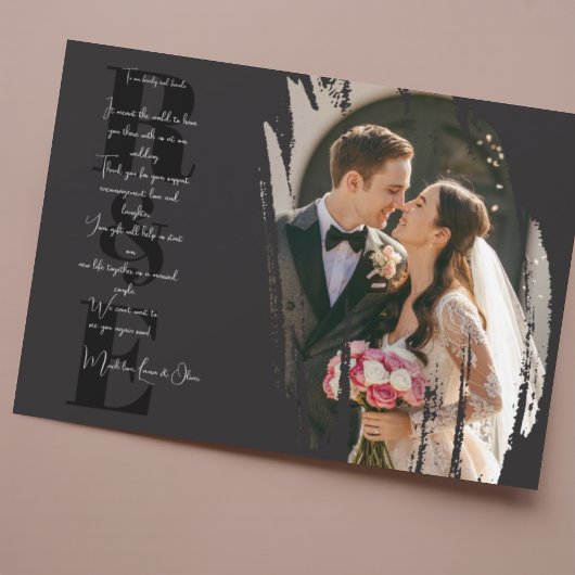 Modern Minimalist Elegant Brush Stroke Thank You 招待状