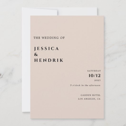 Modern Minimalist Elegant Champagne Wedding 招待状 (裏面)