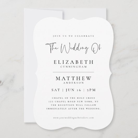 Modern Minimalist Elegant Chic Simple Wedding 招待状 (正面)