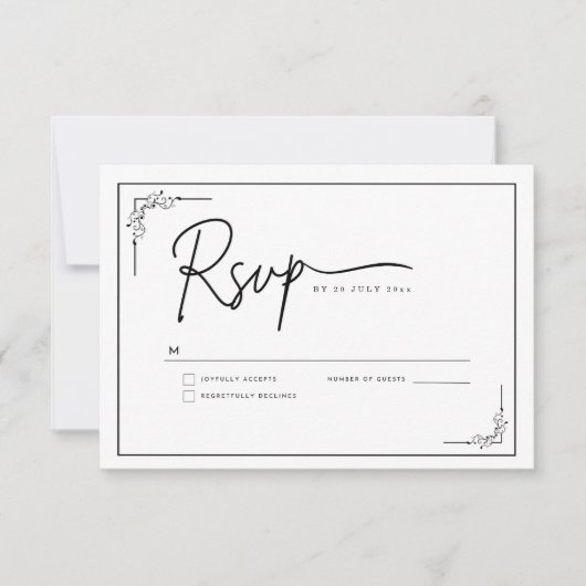 Modern Minimalist Elegant Clean 出欠カード (正面)