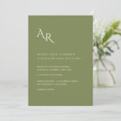 Modern Minimalist Elegant Green Cream Wedding 招待状 (スタンド正面)